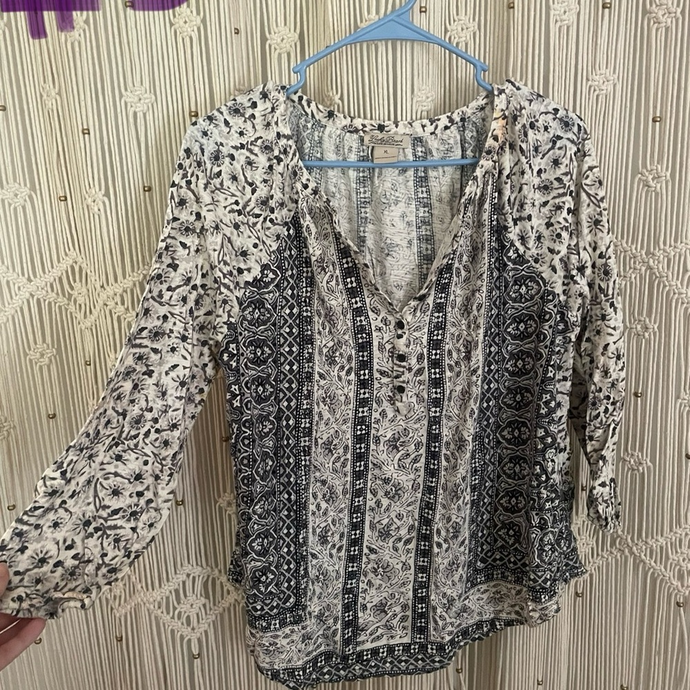Lucky Brand Black and White Relaxed Blouse